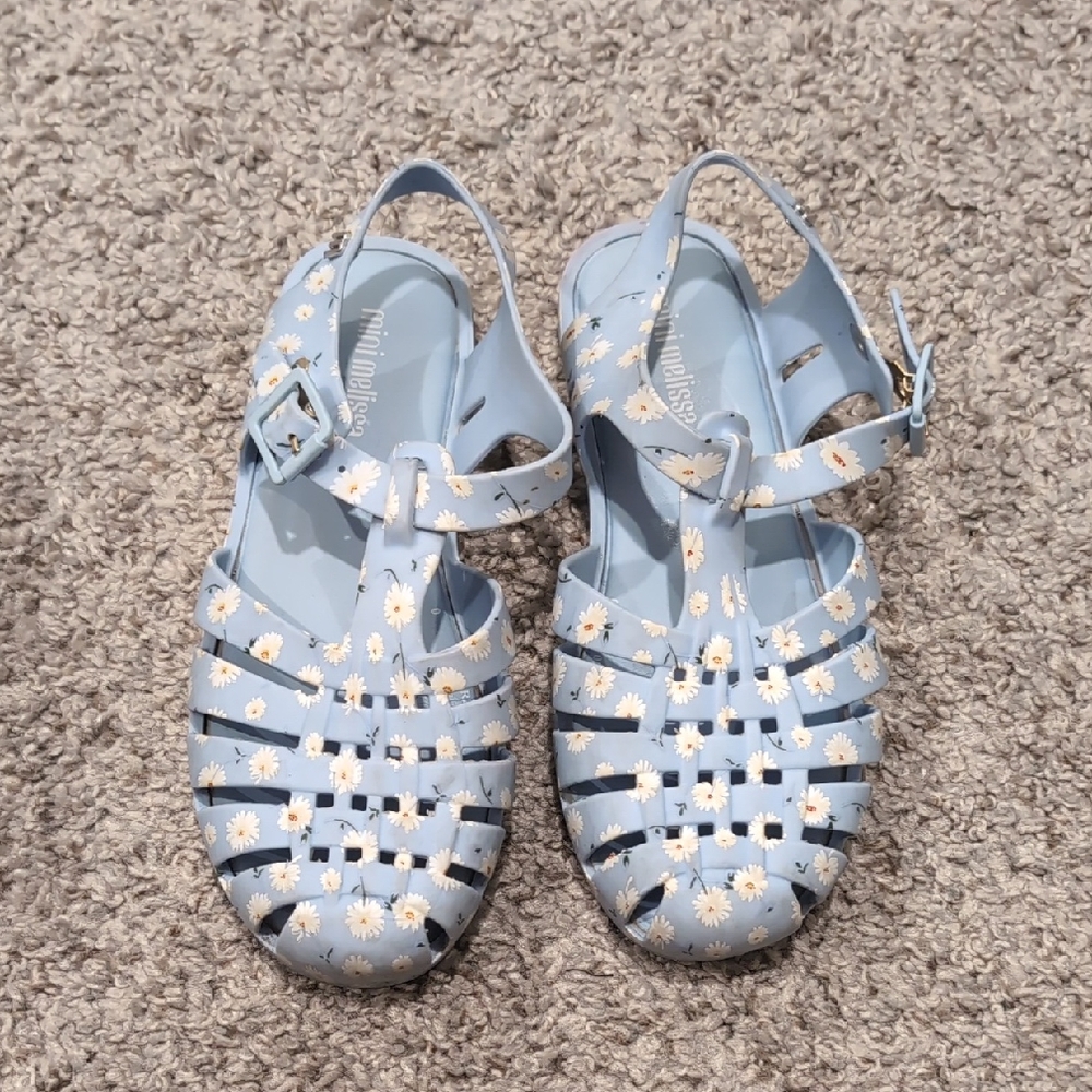 Mini Melissa Blue and White Jelly Sandals